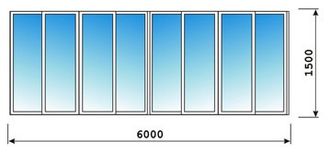 Остекление лоджии шириной 6 метров, алюминиевыми окнами
