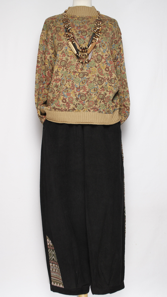 Брюки Бохо вельветовые "Гобелен" черные р.50-54