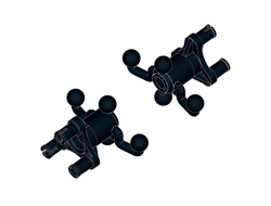 !АНАЛОГ! Technic, Steering Arm with 4 Tow Ball with Black Wheel Hub 3 Pin Triangular 32495 / 32496(АНАЛОГ), Black (32495c010) / 2 шт.