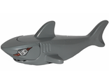 Shark with Gills with Metal Plate and Band on Left Side, Black Eye with White Pupil on Right Side Pattern, Dark Bluish Gray (14518c01pb02)