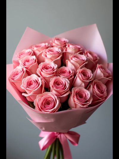 25 розовых роз (Пинк Мидл)