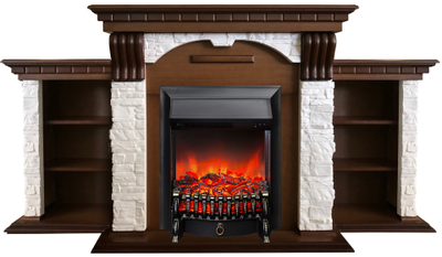 Электрокамин Dublin Premium LO камень белый с очагом Fobos