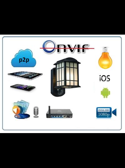 Уличная WiFi/LAN охранная видеокамера + фонарь с аудио каналом (дуплекс), с DVR. Full HD (Homsca Light)