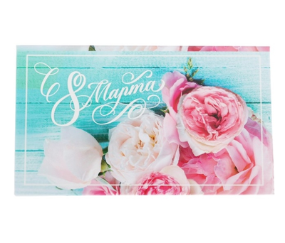 Бумажный блок в пластиковом футляре "С 8 марта": 100 листов и 2 набора стикеров