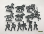 Рыцари всадники 45 мм - 6 фигур. Серый полиэтилен.