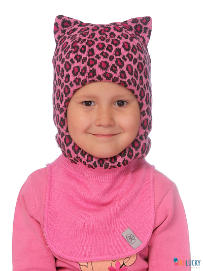 Шапка-шлем  20101-08, цвет ярко-розовый,серый р. 50-52