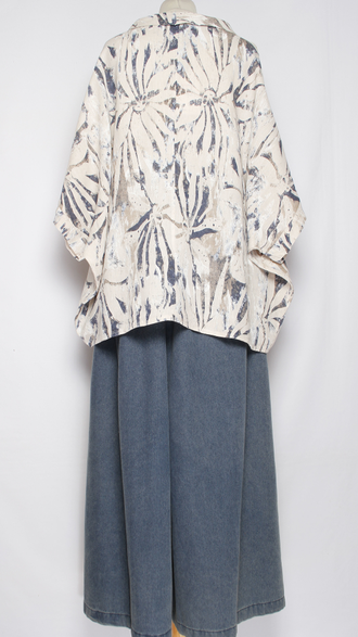 БЛУЗА ЛЁН "КИМОНО ХОМУТ АСТРА" белая, бежевая, св.бежевая, желтая до р.56