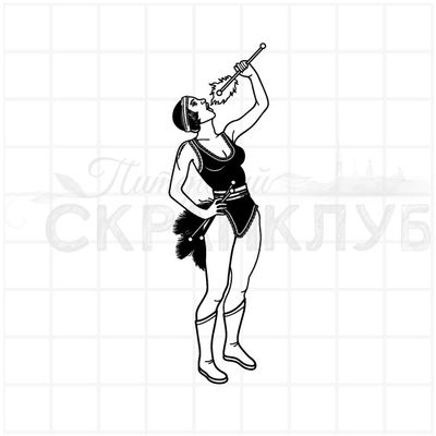 штамп ретро глотательница огня