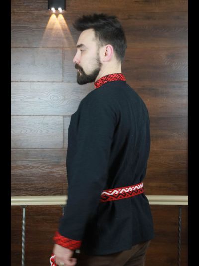 Рубаха из крапивы "Сердечная" со стойкой