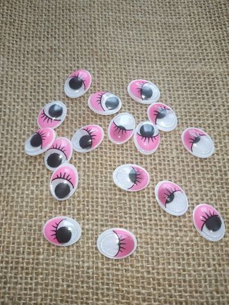 Глазки клеевые, размер 12*16 мм, цвет розовый, цена за 1 пару