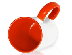 Кружка цветная внутри и ручка "Красная", с фотопечатью