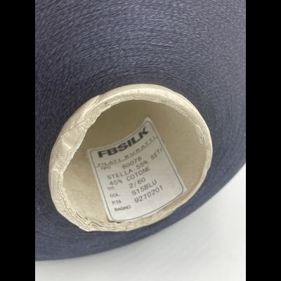 FBSILK Filati Buratti art. STELLA (филати буратти арт. Стелла) 55% SETA (шёлк), 45% COTONE (хлопок) Nm.2/60 3000 метров в 100 гр. цв. S15 BLU (тёмно-синий)