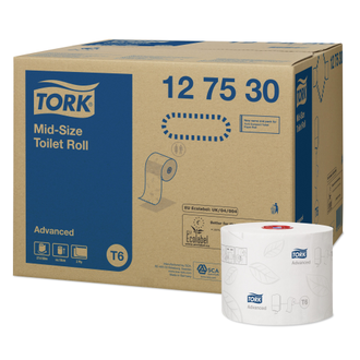 127530 Tork туалетная бумага Mid-size в миди рулонах Система T6, белая