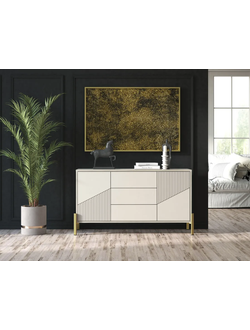 Тринити КМ-001 (МДФ) Комод Дуб Крафт серый/МДФ - матовая Флан GA-06