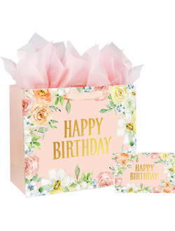 Пакет подарочный с тишью + открытка 33*12*26 см