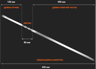 Шампур для люля-кебаб 650х20х3 из нержавеющей стали