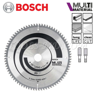 Пильный диск Bosch  MultiMaterial   254 х 2,7 х 30 мм (80 зуб.)