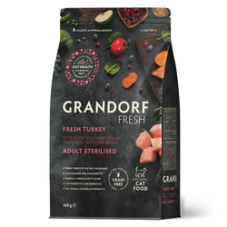 Grandorf Fresh для стерилизованных кошек и кастрированных котов с индейкой и бататом, 400 г