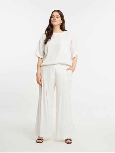 Женские летние брюки синего цвета с лампасом