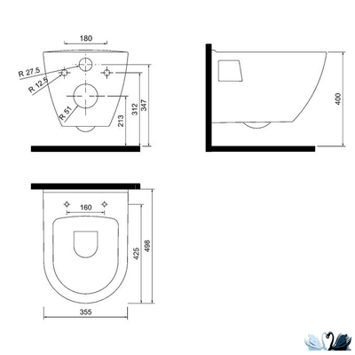 Унитаз с инсталляцией подвесной Creavit Terra черный глянец в комплекте с Alcadrain AM101/1120-4:1 RU M578-0001 с черной клавишей