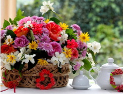 Купить греющую картину с фото цветы в корзинке