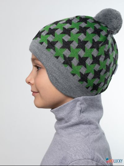 Шапка  21201-07, цвет серый,зеленый р. 52-54