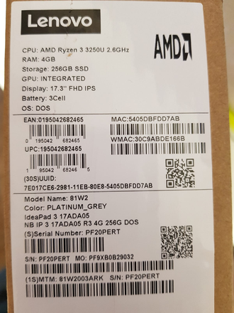 LENOVO IDEAPAD 3 17ADA05 81W2003ARK ( 17.3 FHD IPS AMD Ryzen 3 3200U  Vega 3 6Gb 256SSD )