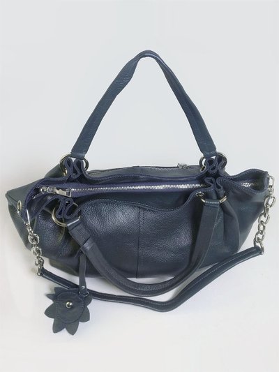 (АРТИКУЛ: 10131/1) СУМКА ЖЕНСКАЯ БОЛЬШАЯ, НАТУРАЛЬНАЯ КОЖА, СВЕТЛО-СИНЯЯ, С ЦЕПОЧКОЙ