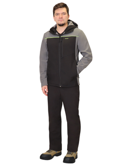 Куртка "СИРИУС-Спринтер Софт" удлиненная, черная с серым