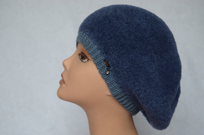 Синий вязаный женский берет из кашемира Vizio Италия 6749 ВО