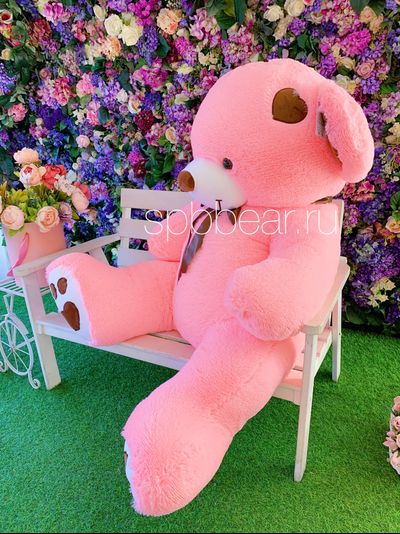 Огромный плюшевый мишка 200 см розовый Тони