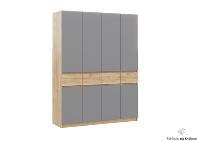 Бостон Лайт Шкаф ШК-004 (4-ств.) Дуб Крафт золотой / Серый шифер