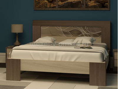 Стильная кровать "Николь" со стеклянной вставкой в изголовье