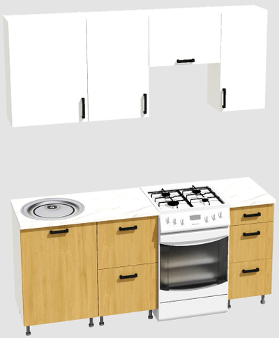 Кухня эконом 1,5 метра (600х500х400) Цвет: Белый/Дуб Сонома