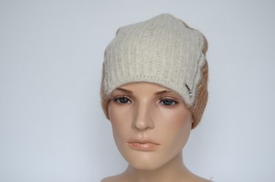 Бело - коричневая итальянская шапка Визио