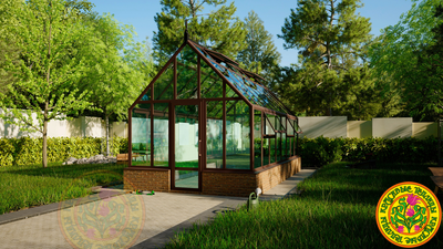 Теплица из стекла и алюминия ЧЕСТЕРФИЛД-ЭЙР коричневого цвета