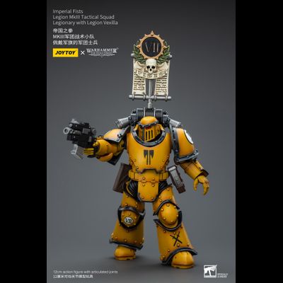 Знаменосец Имперских Кулаков (Warhammer Horus Heresy) - КОЛЛЕКЦИОННАЯ ФИГУРКА 1/18 Imperial Fists Legionary with Legion Vexilla (JT9053) - JOYTOY