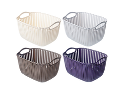 КОРЗИНКА ВЯЗАНАЯ, ПЛАСТИК, 29Х22Х17 СМ, 4 ЦВЕТА