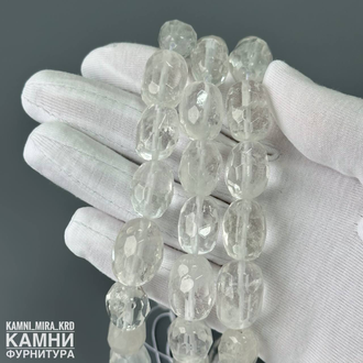Горный хрусталь оливы в огранке 14-19х12-14 мм, цена за нить 19 см