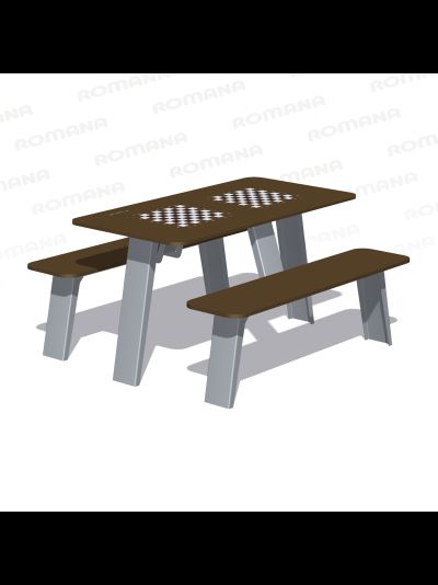 Стол со скамьями с рисунком «Шахматы» Romana 302.34.00-01
