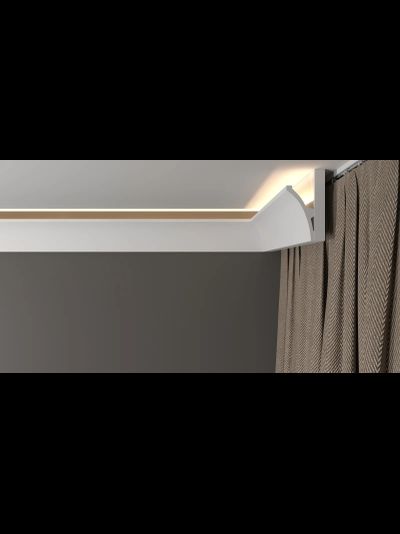 Потолочный плинтус для подсветки DECOR-DIZAYN DD512, из дюрополимера, под покраску, ударопрочный, 2 метра