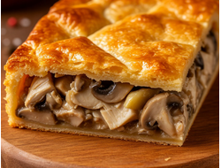 Пирог с курицей, грибами и картофелем