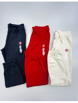 Трикотажные цветные брюки с вышивкой