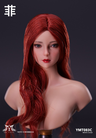 Женская голова (скульпт) с длинными рыжими волосами - 1/6 scale Asian Female Head Sculpt Fei (YMT083C) - YMTOYS