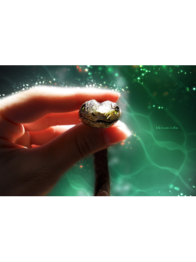 Золотая змейка. Браслет в виде змеи из полимерной глины