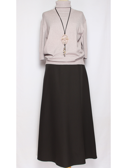 ЮБКА КЛАССИКА "ДЛИННАЯ ПОЛУСОЛНЦЕ" коричневая р.44,48