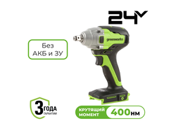 Гайковерт ударный аккумуляторный Greenworks GD24IW400, 24V