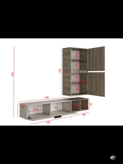 Бохо НМ-001 гостиная Дуб Крафт Серый/Кашемир