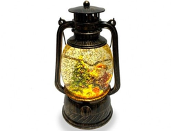 Новогодний фонарь с LED-подсветкой и поддувкой снега,  12*10*21 см (два вида)