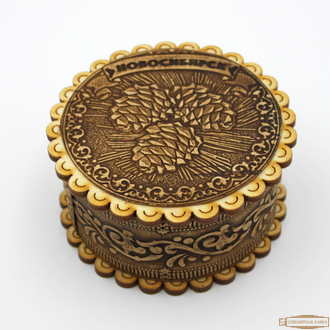 Берестяная шкатулка средняя «Шишки» Новосибирск сувенир